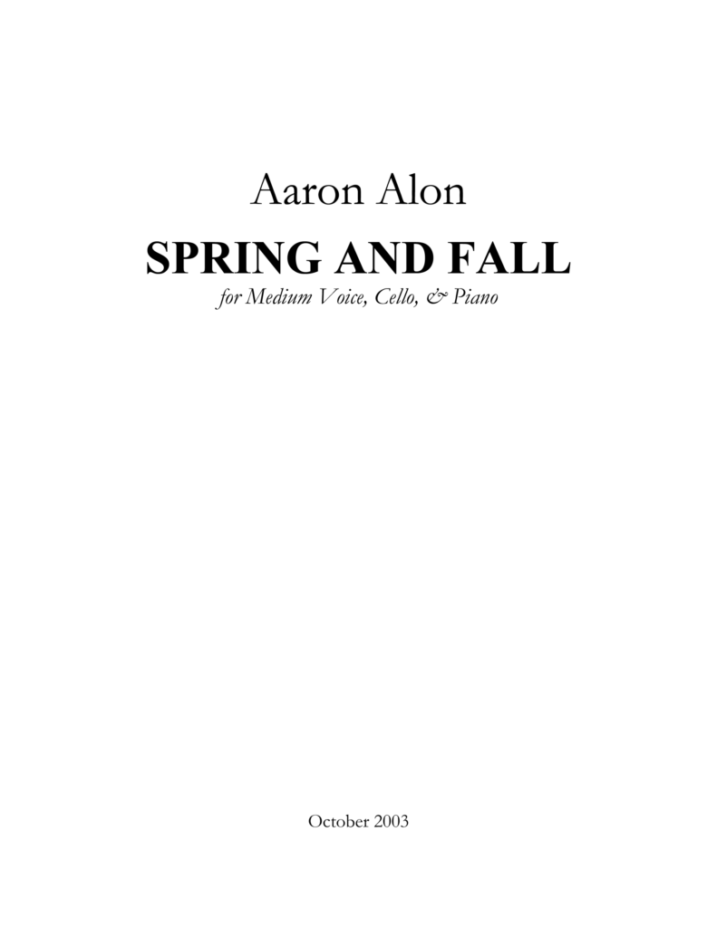 Spring and Fall Score