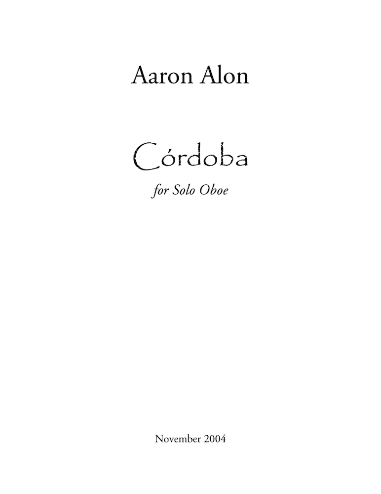 Score page from Córdoba by Aaron Alon