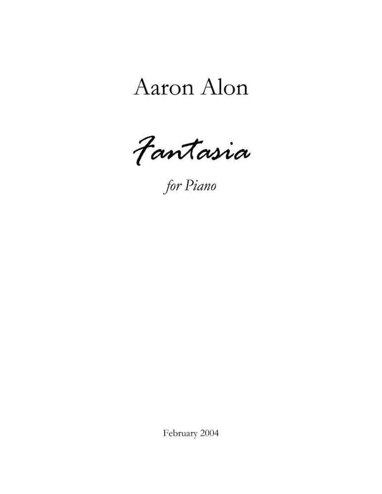 Score page from Fantasia by Aaron Alon