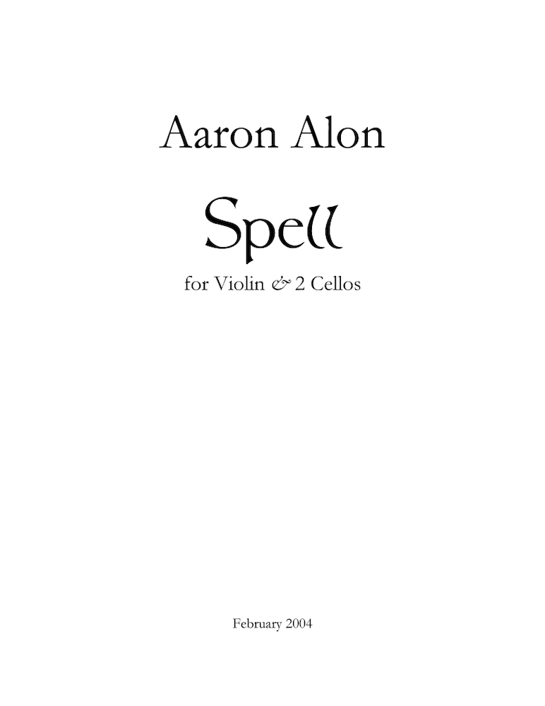 Score page from Spell by Aaron Alon